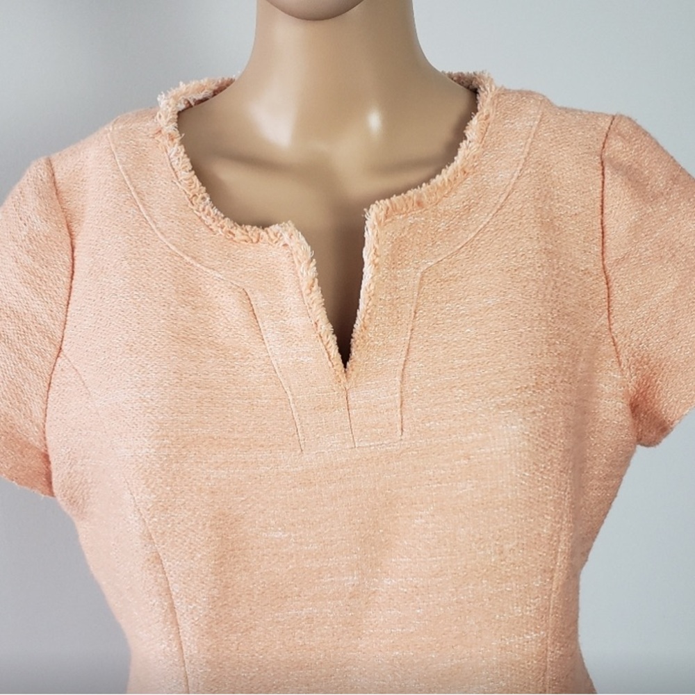 Talbots Peach Short Sleeve Dress. Under the Knee Length, sheath silhouette.